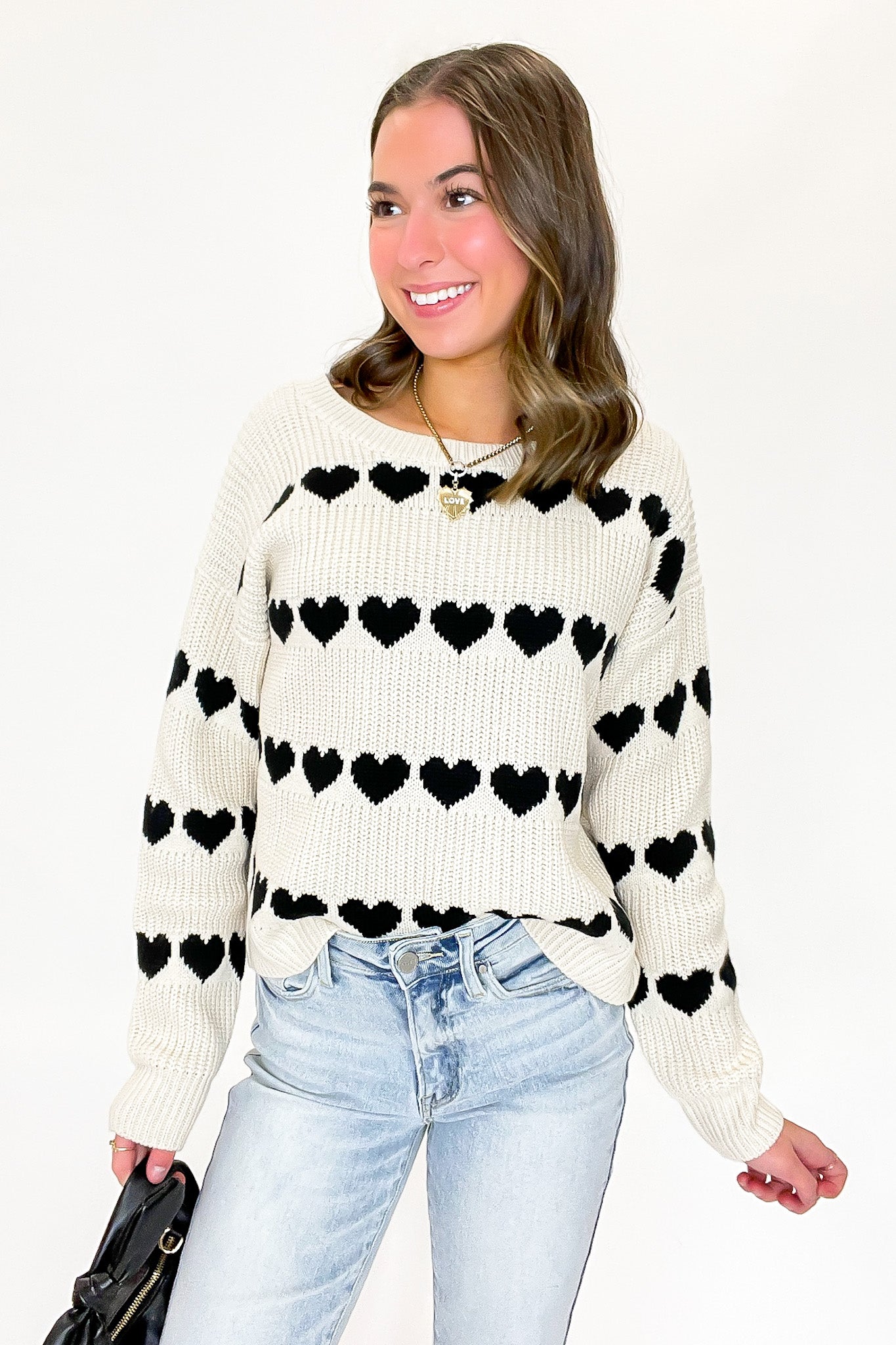 Lovelane Heart Striped Knit Sweater - FINAL SALE - Madison and Mallory