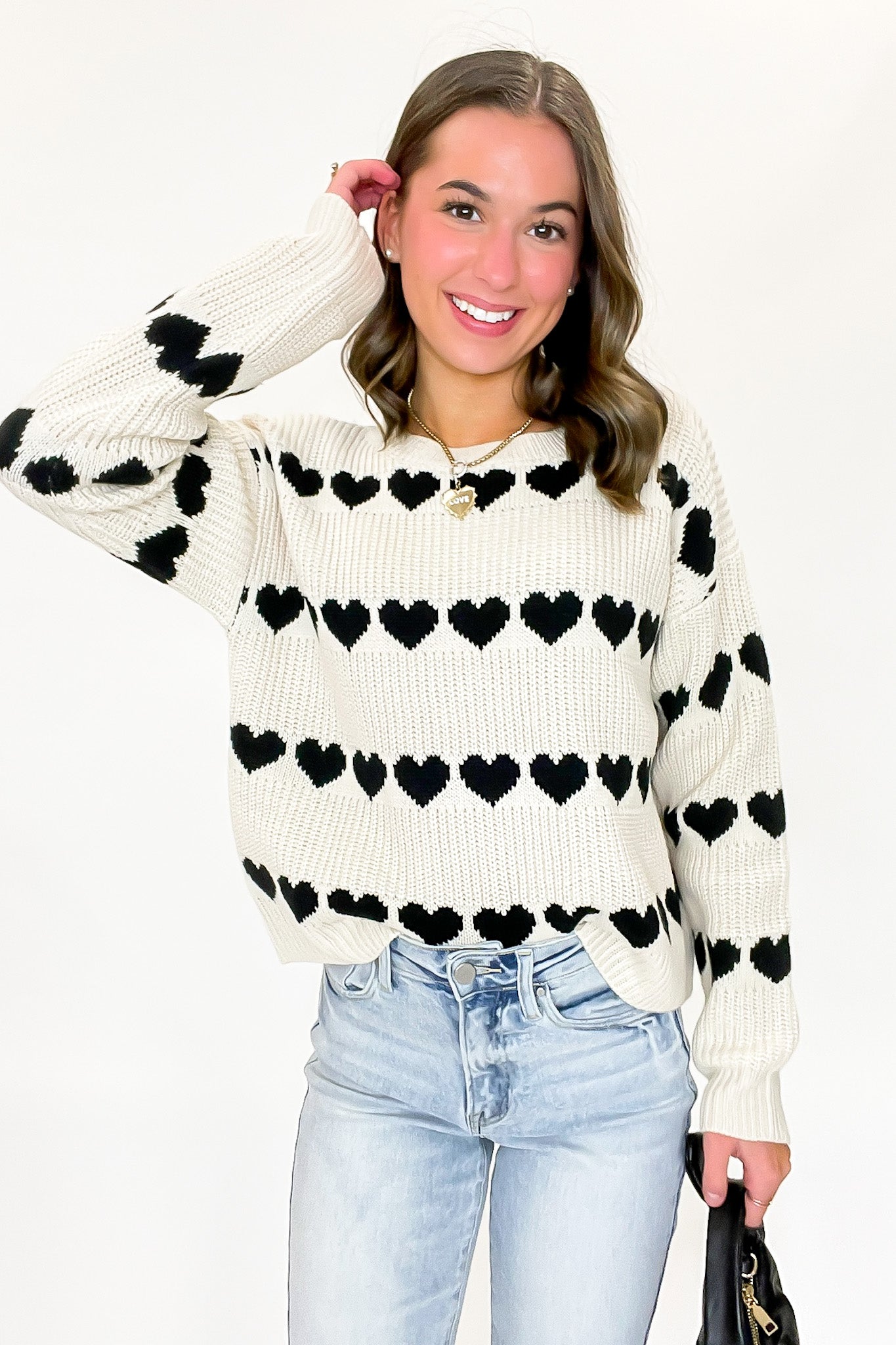 Lovelane Heart Striped Knit Sweater - FINAL SALE - Madison and Mallory