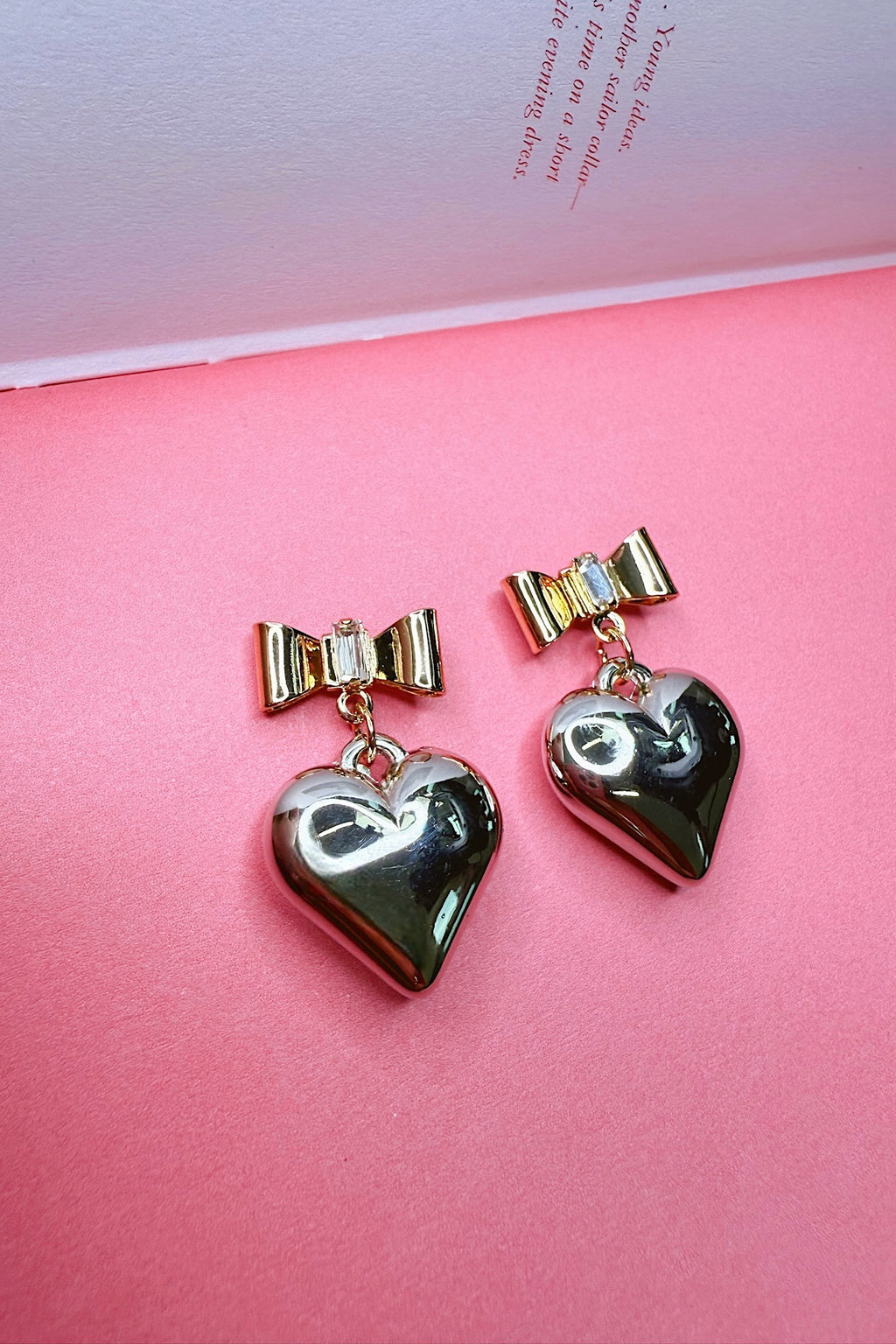 Gold/Silver Lovelink Bow Heart Earrings - Madison and Mallory