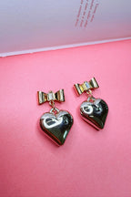 Gold/Silver Lovelink Bow Heart Earrings - Madison and Mallory