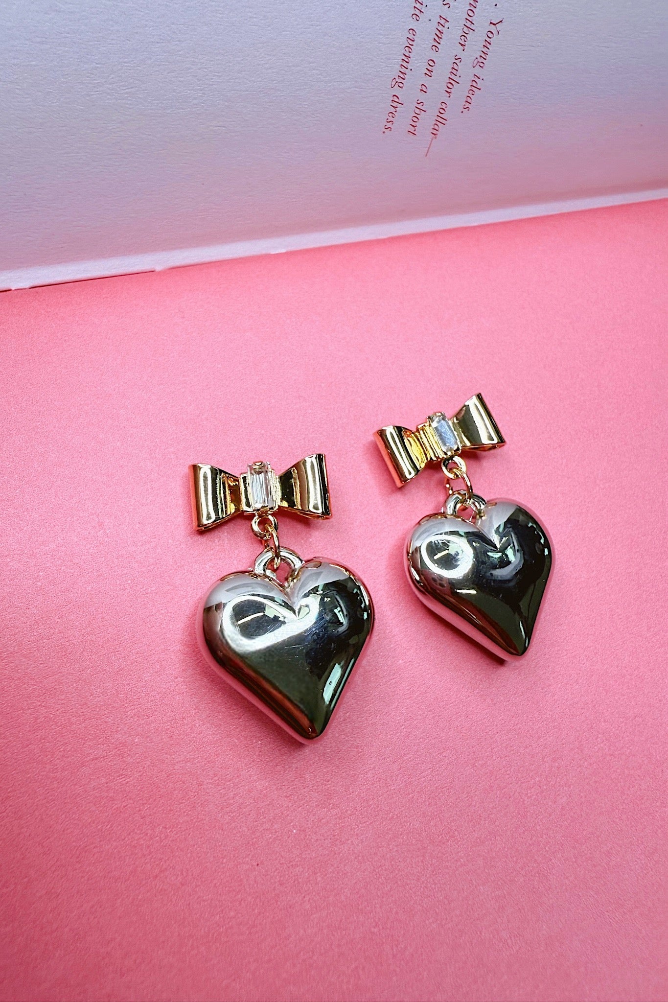 Gold/Silver Lovelink Bow Heart Earrings - Madison and Mallory