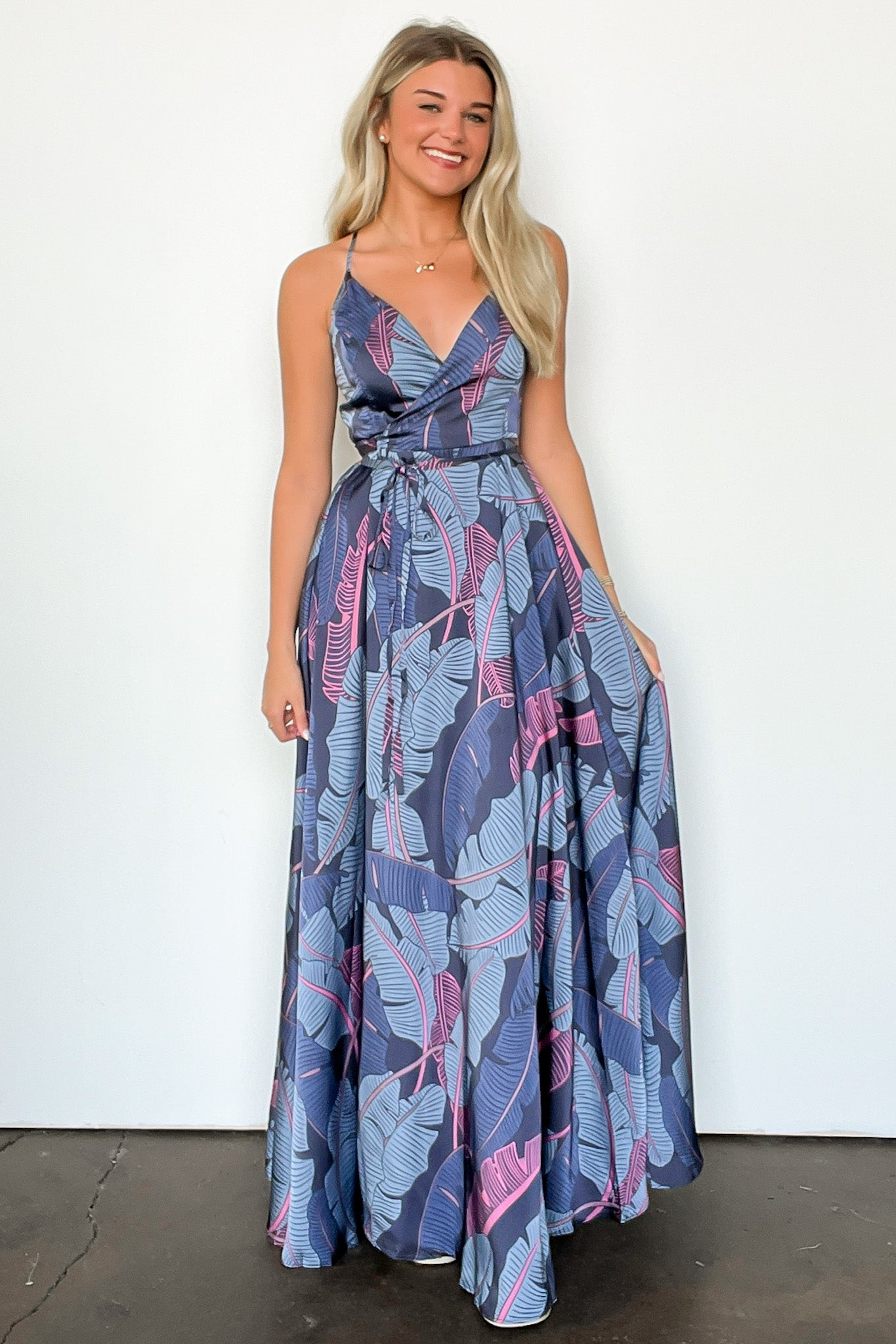 Lovely Mindset Leaf Print Wrap Maxi Dress FINAL SALE Madison Mallory