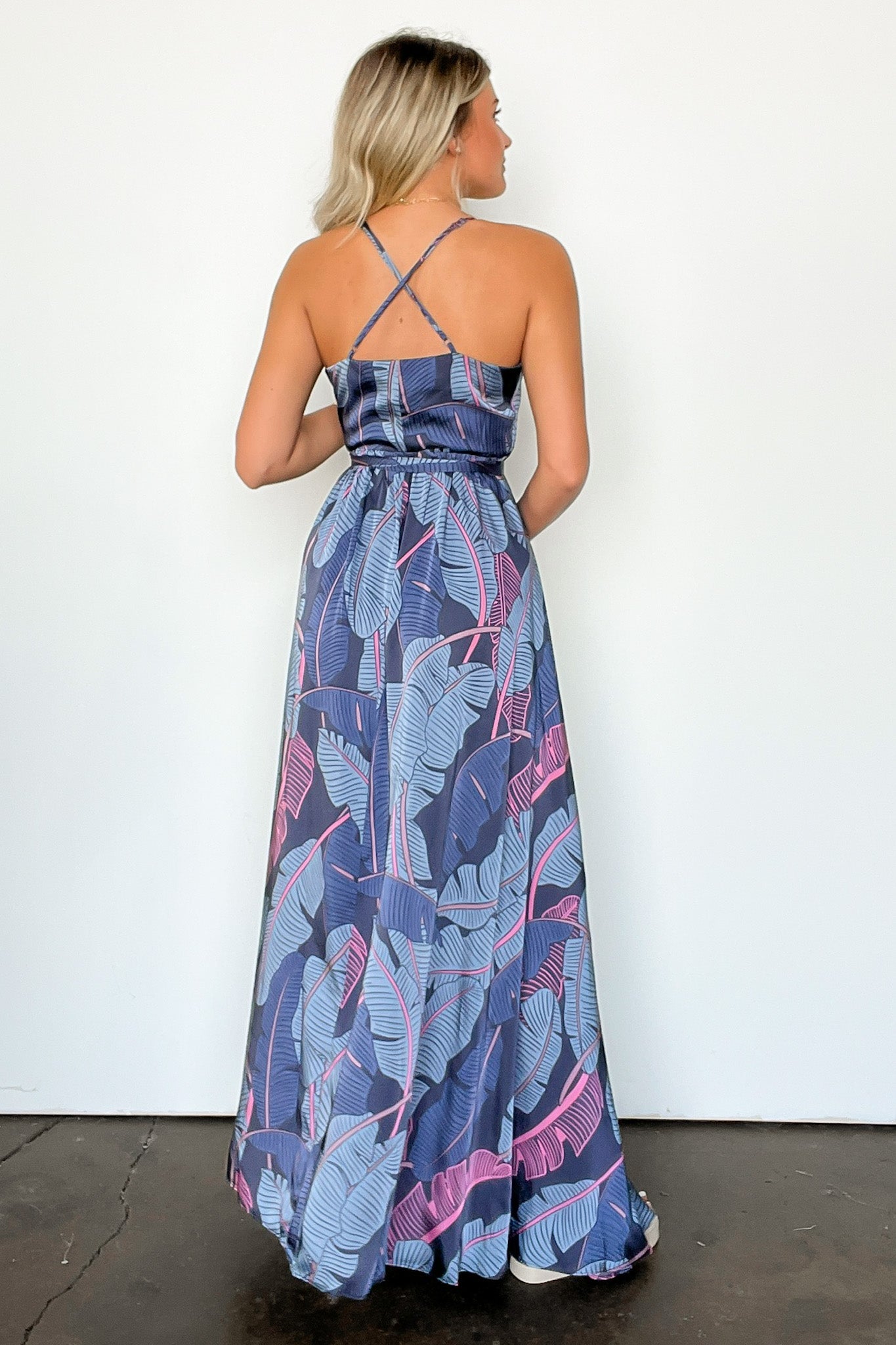  Lovely Mindset Leaf Print Wrap Maxi Dress - Madison and Mallory