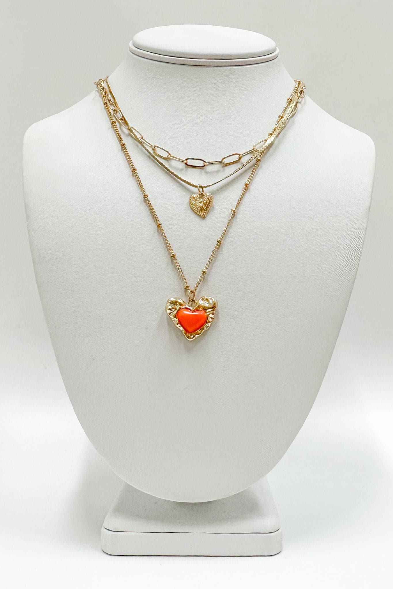 Gold Lovely Moment Heart Charm Layered Necklace - Madison and Mallory