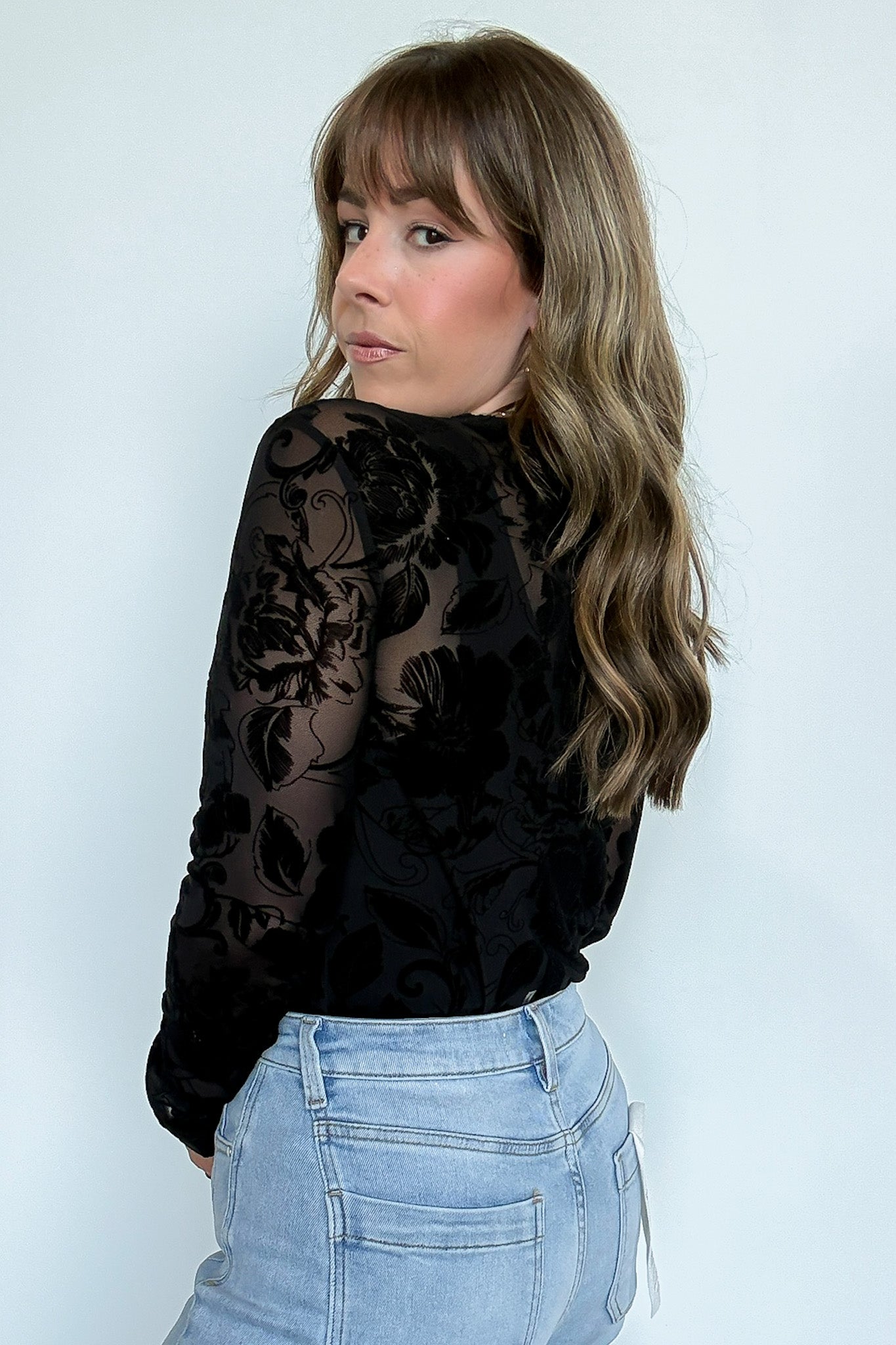  Lovely Silhouette Floral Lace Mesh Top - Madison and Mallory