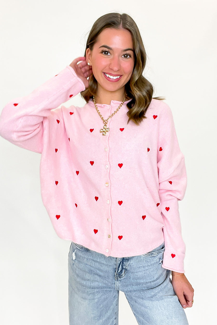 Lovespell Heart Embroidered Cardigan Sweater - Madison and Mallory