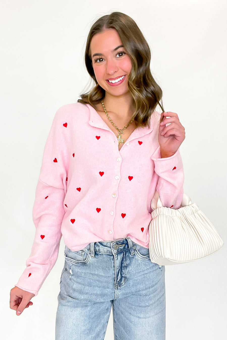 Lovespell Heart Embroidered Cardigan Sweater - Madison and Mallory