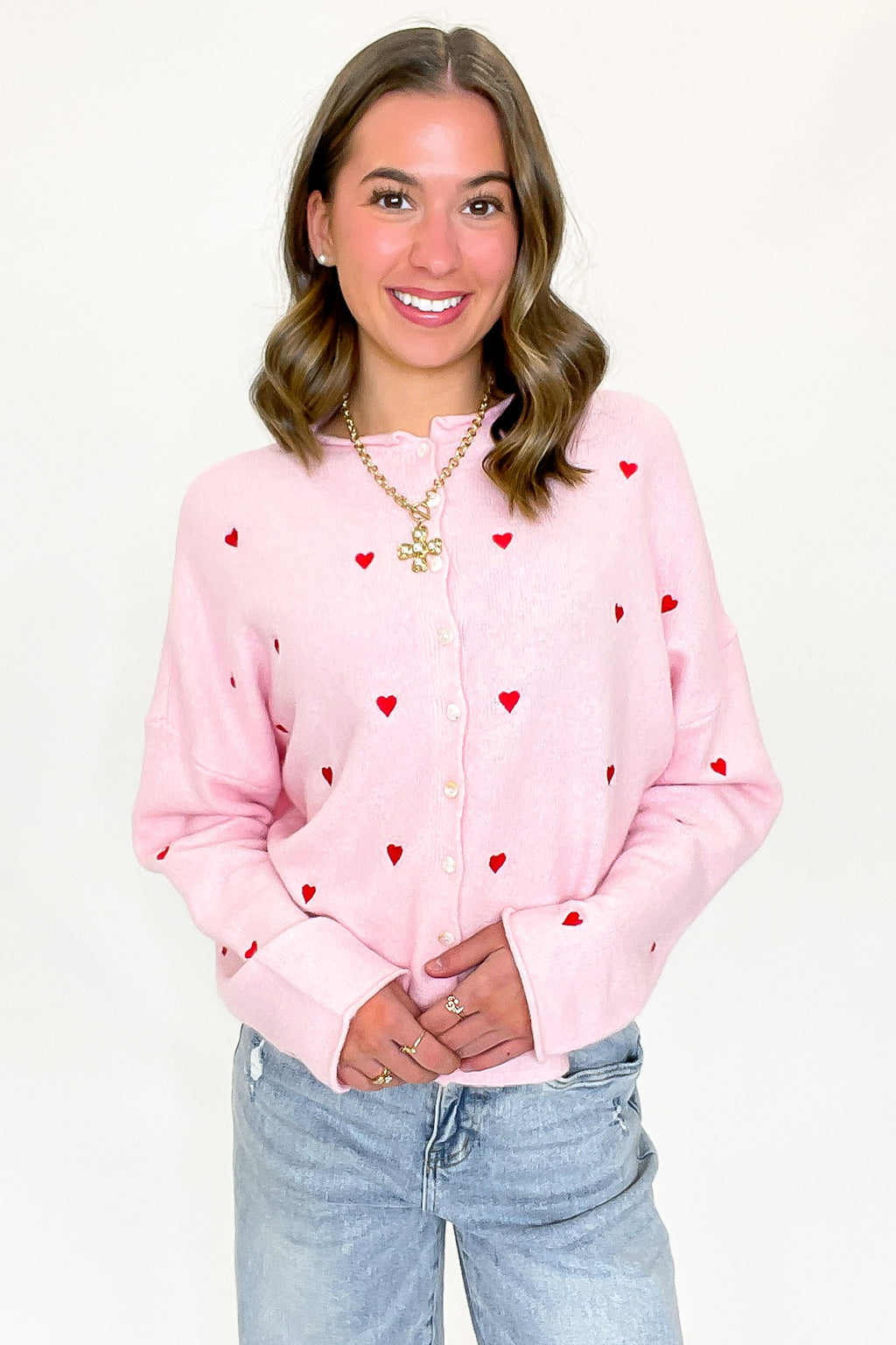Lovespell Heart Embroidered Cardigan Sweater - Madison and Mallory