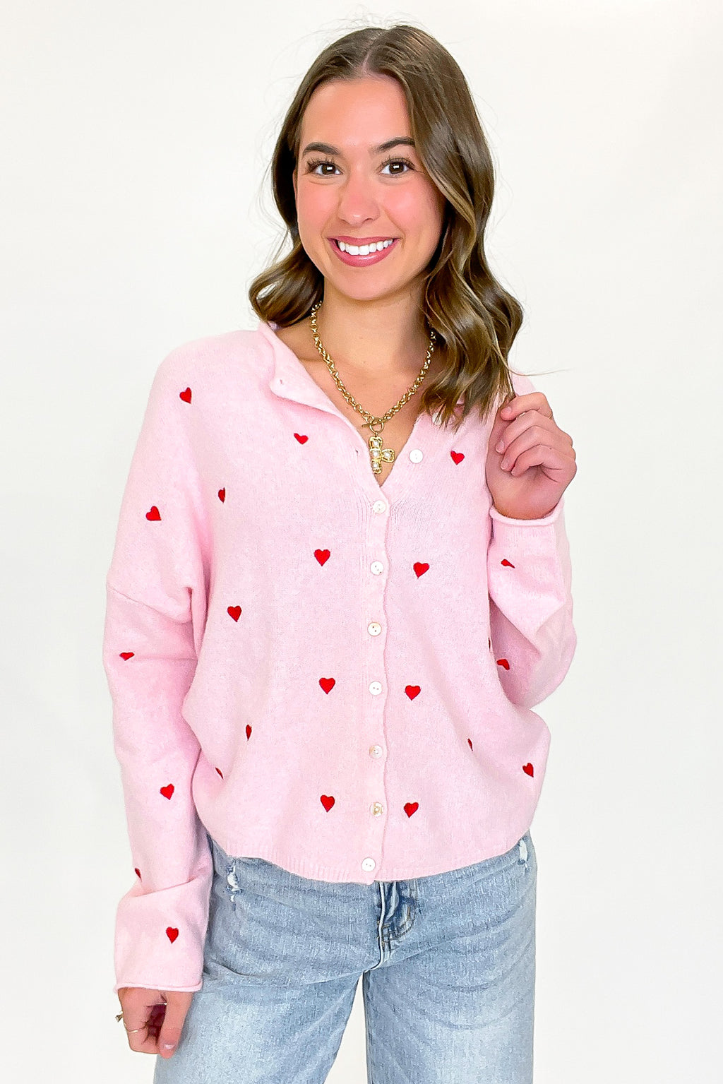 Lovespell Heart Embroidered Cardigan Sweater - Madison and Mallory