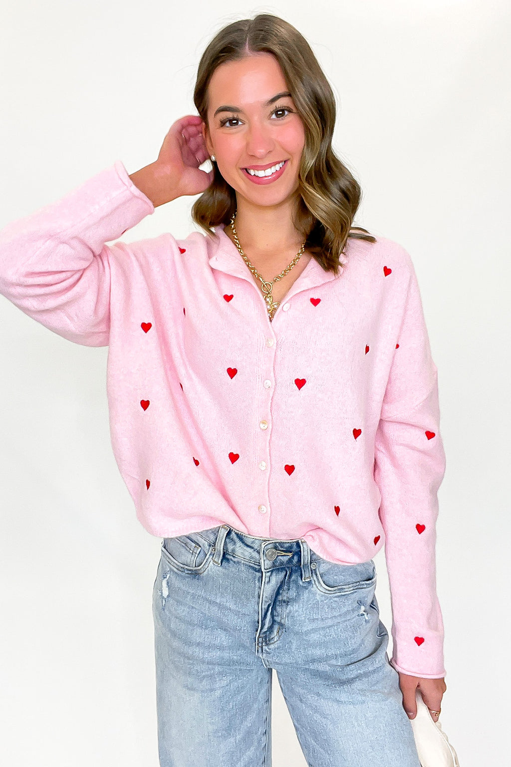 Lovespell Heart Embroidered Cardigan Sweater - Madison and Mallory