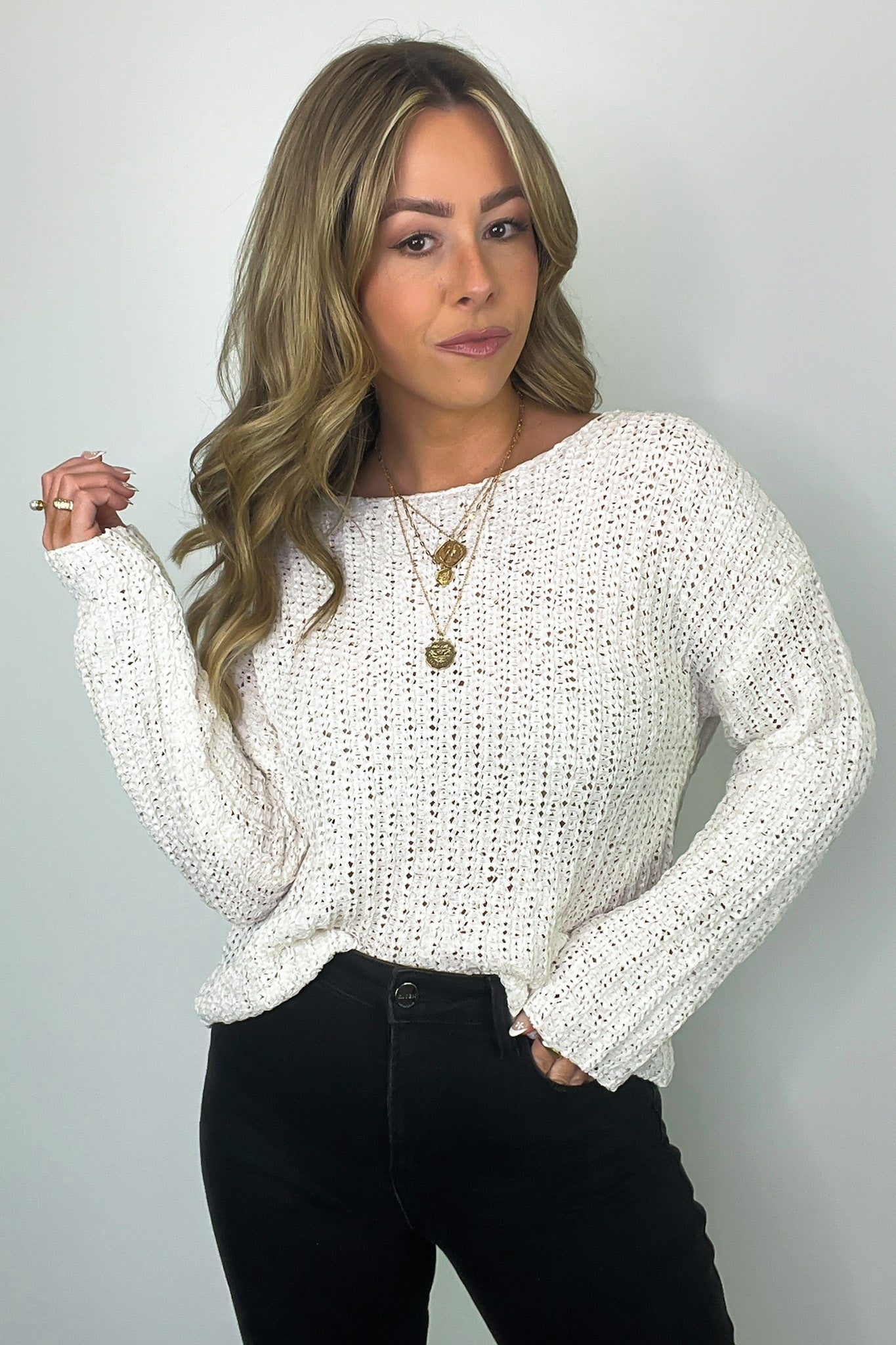  Luci Button Detail Knit Sweater - Madison and Mallory