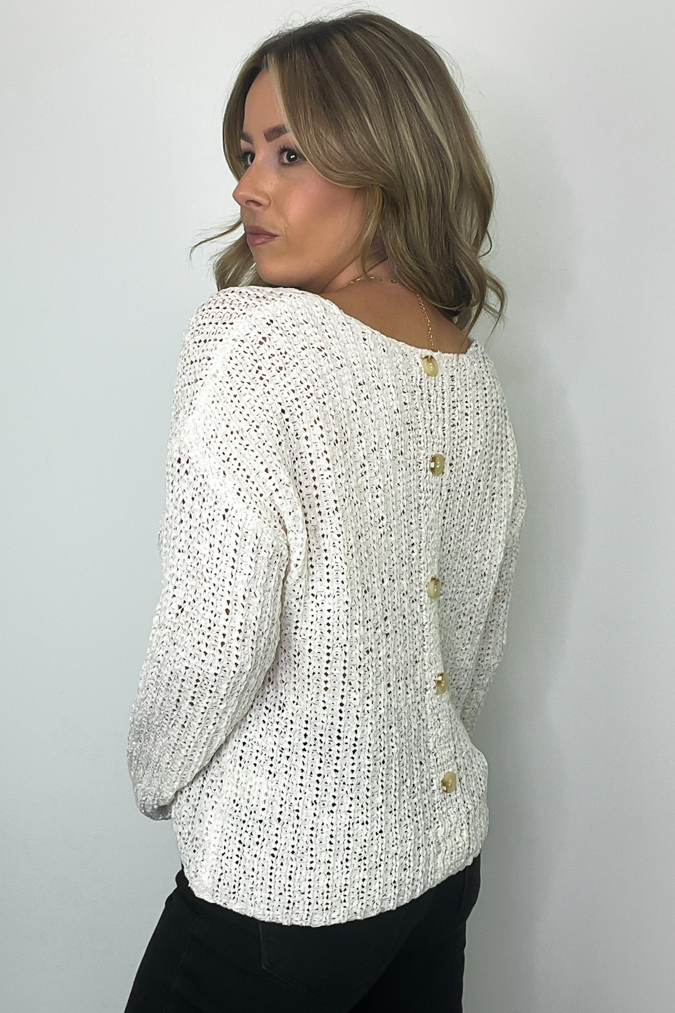  Luci Button Detail Knit Sweater - Madison and Mallory