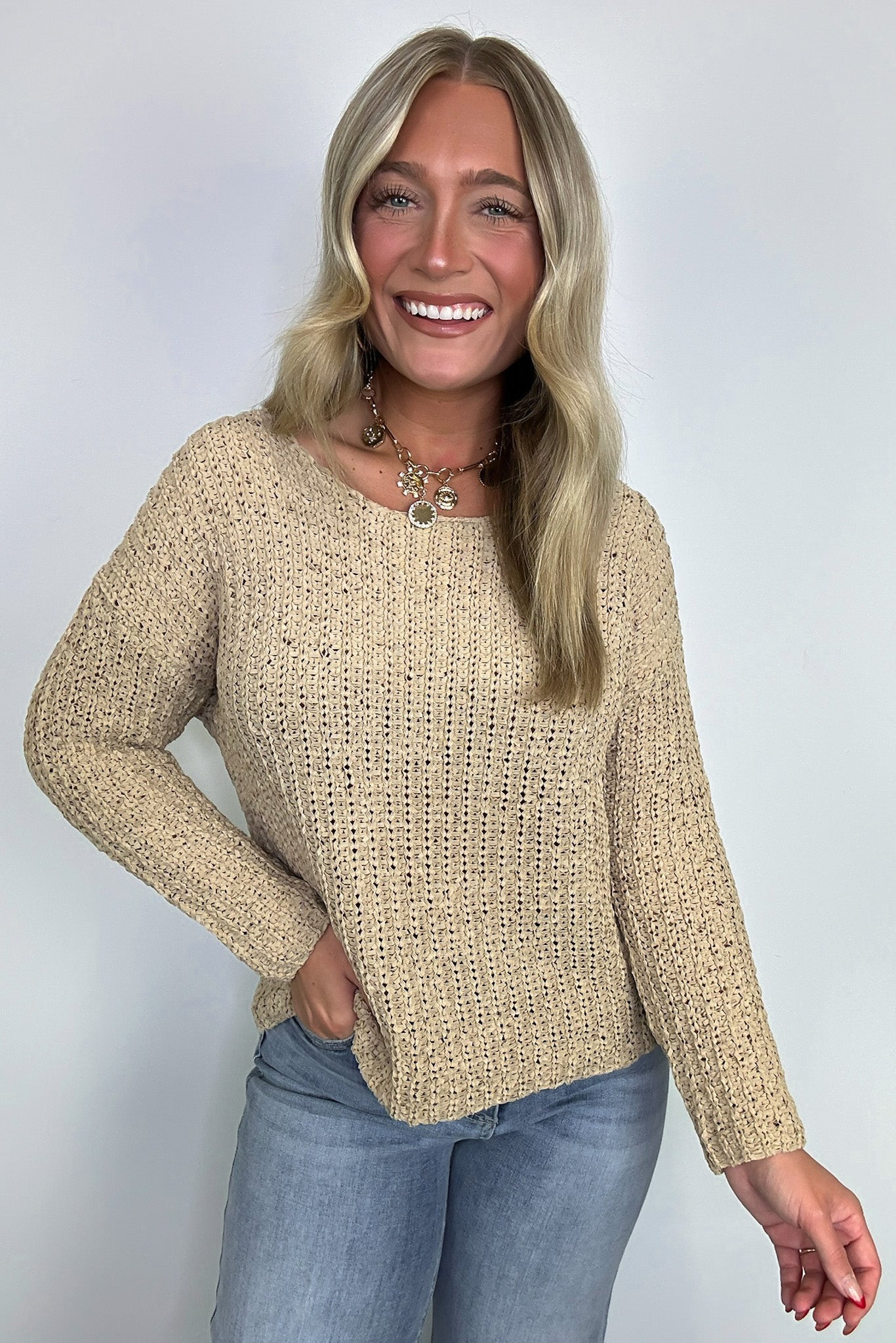  Luci Button Detail Knit Sweater - Madison and Mallory