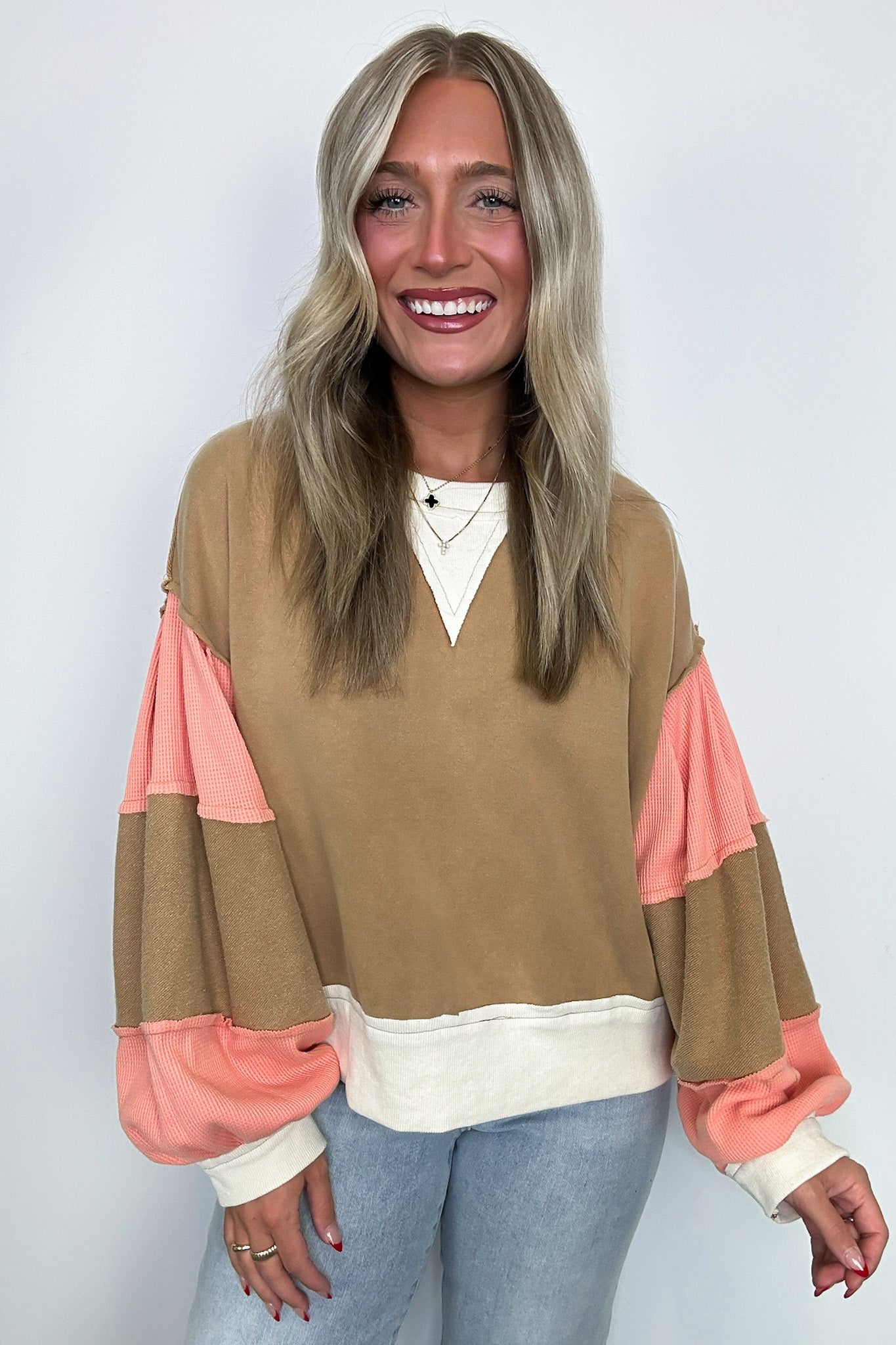  Luciah Oversized Color Block Contrast Top - Madison and Mallory