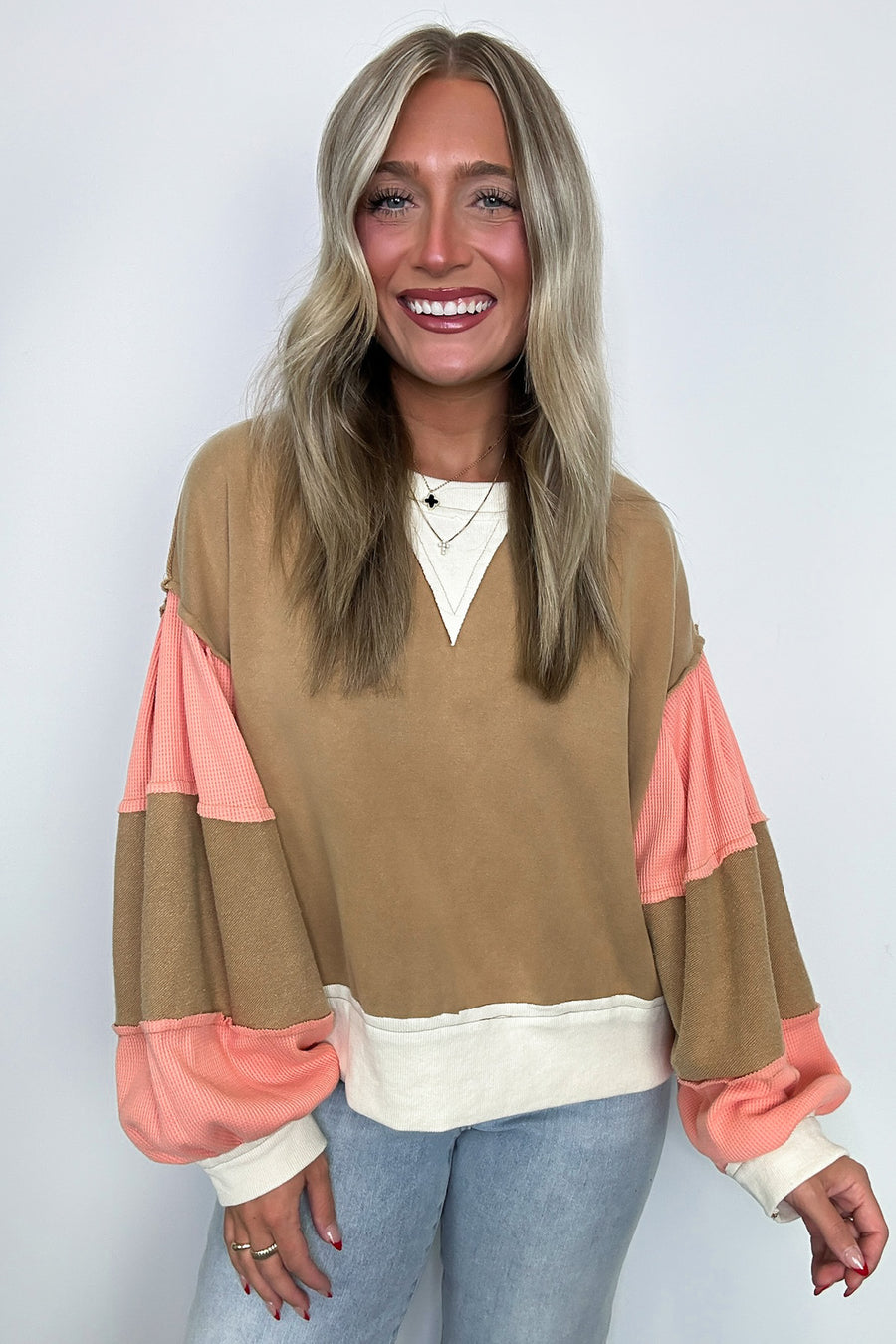  Luciah Oversized Color Block Contrast Top - Madison and Mallory