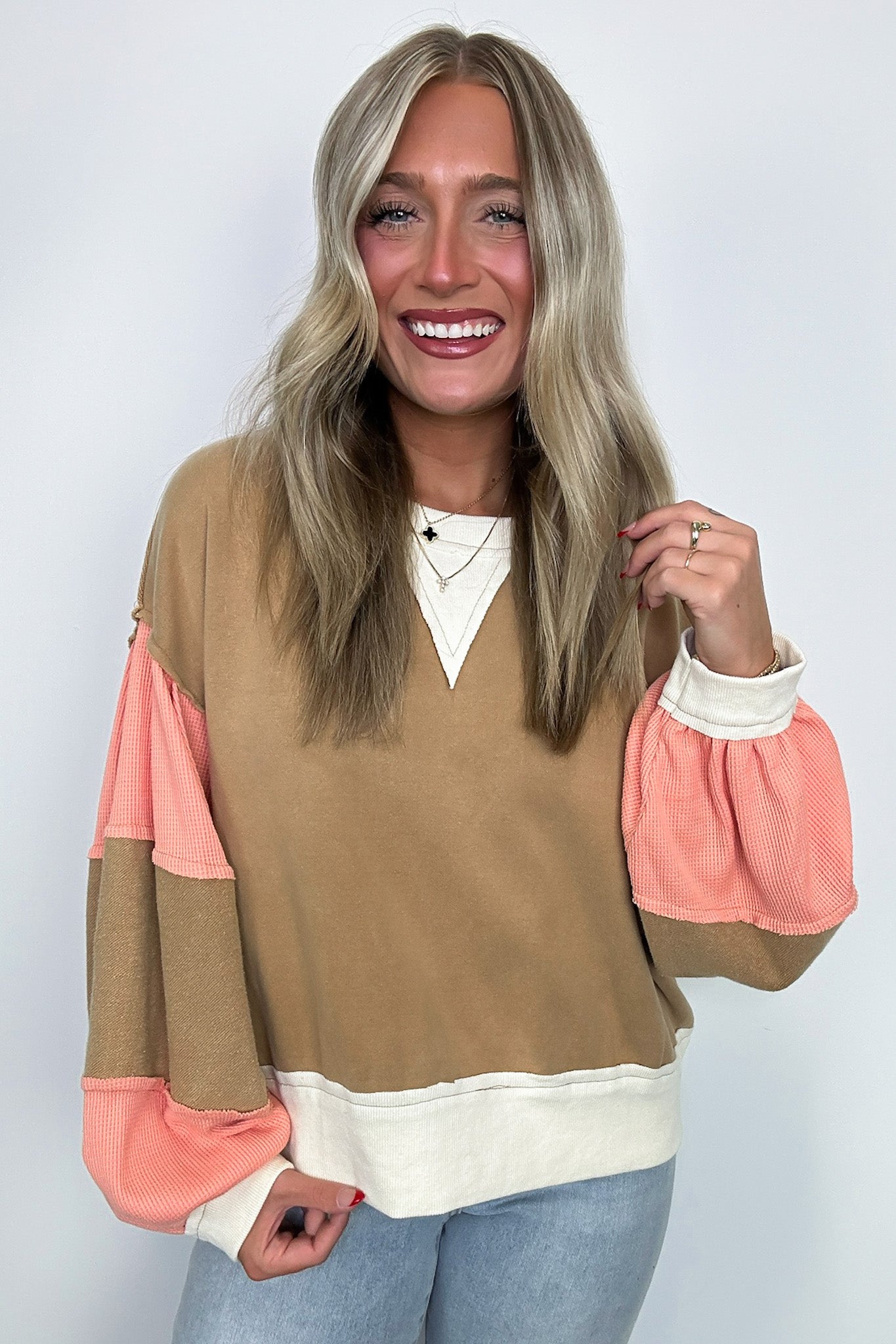  Luciah Oversized Color Block Contrast Top - Madison and Mallory