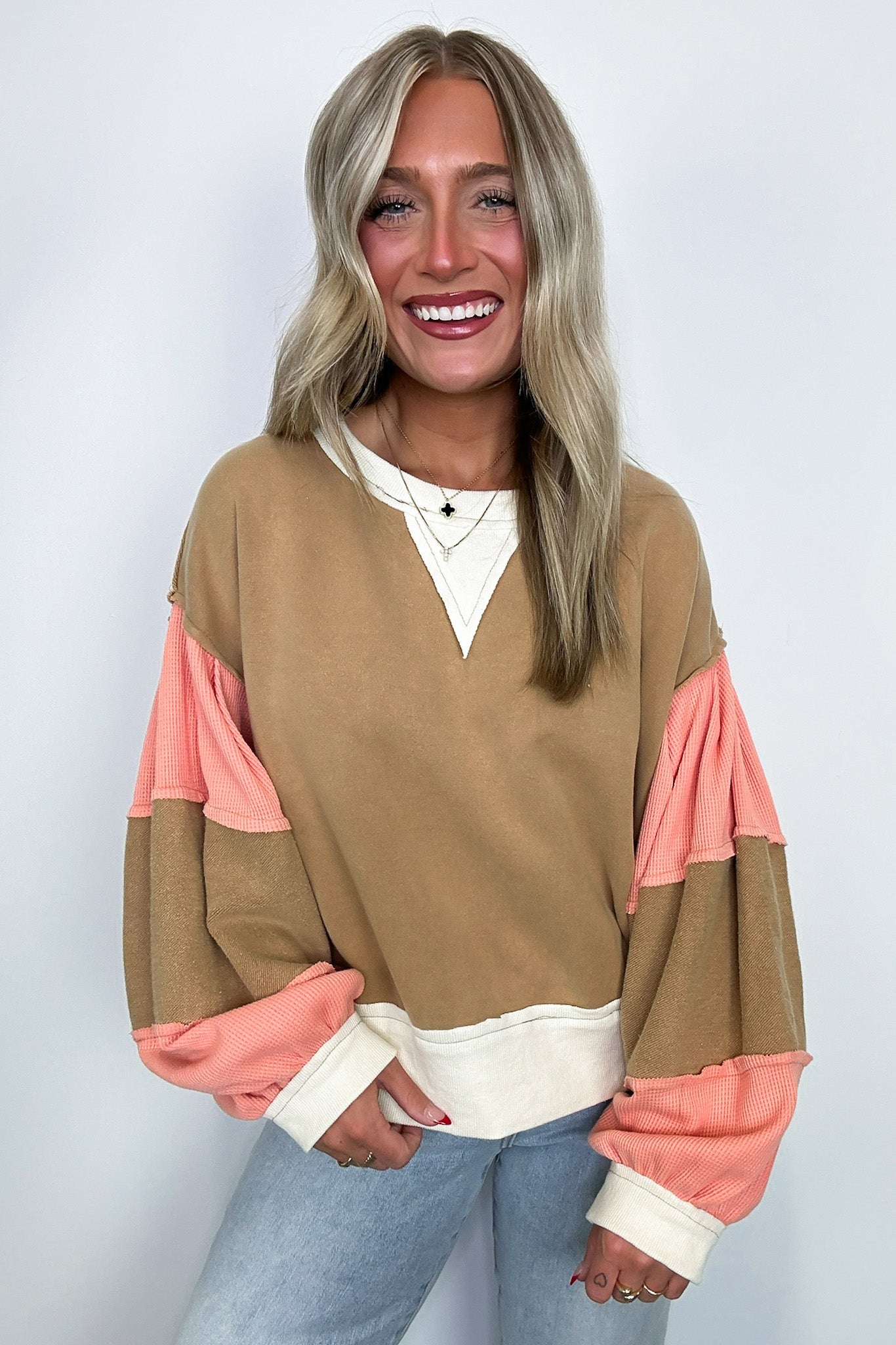  Luciah Oversized Color Block Contrast Top - Madison and Mallory