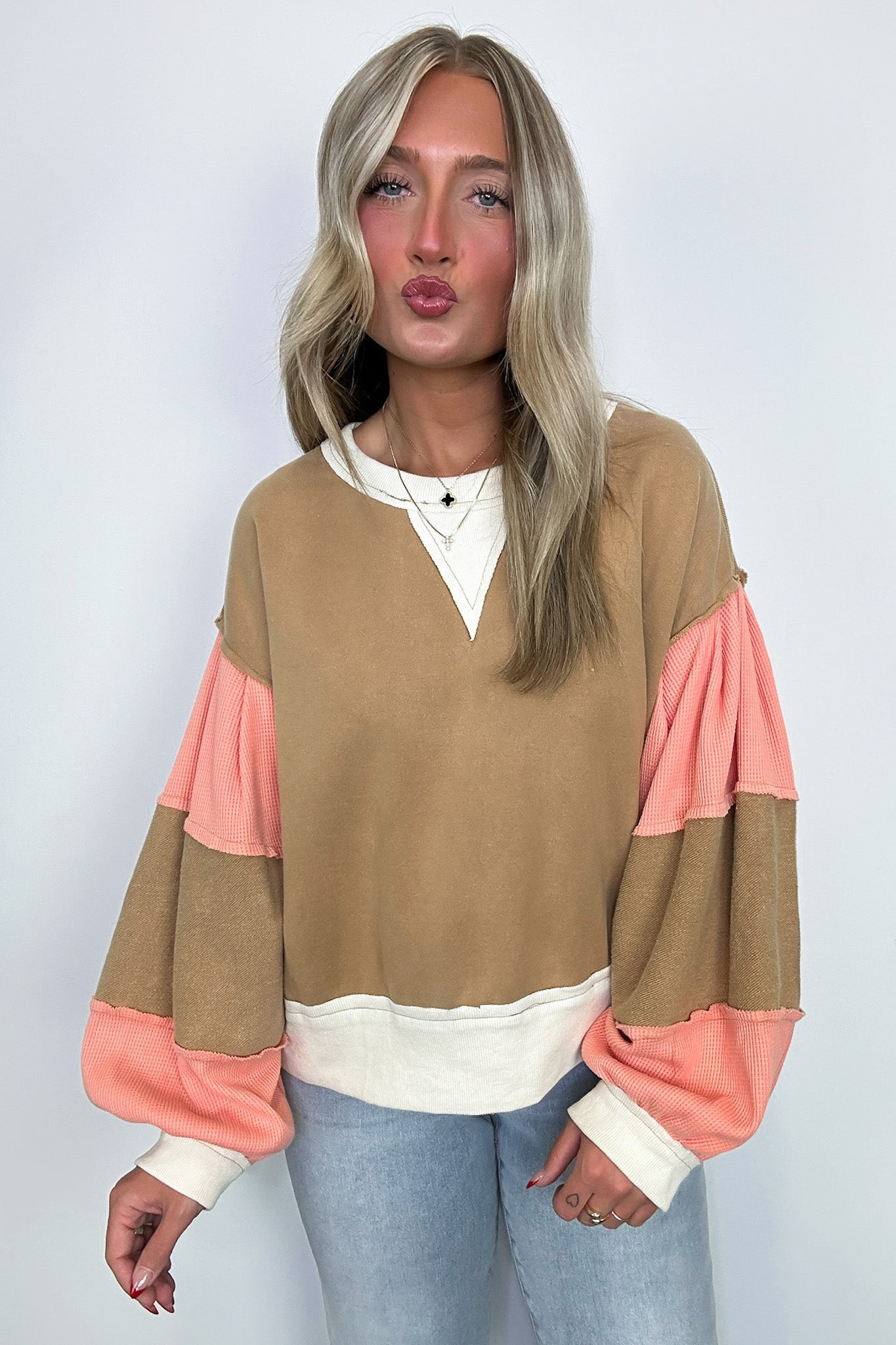  Luciah Oversized Color Block Contrast Top - Madison and Mallory