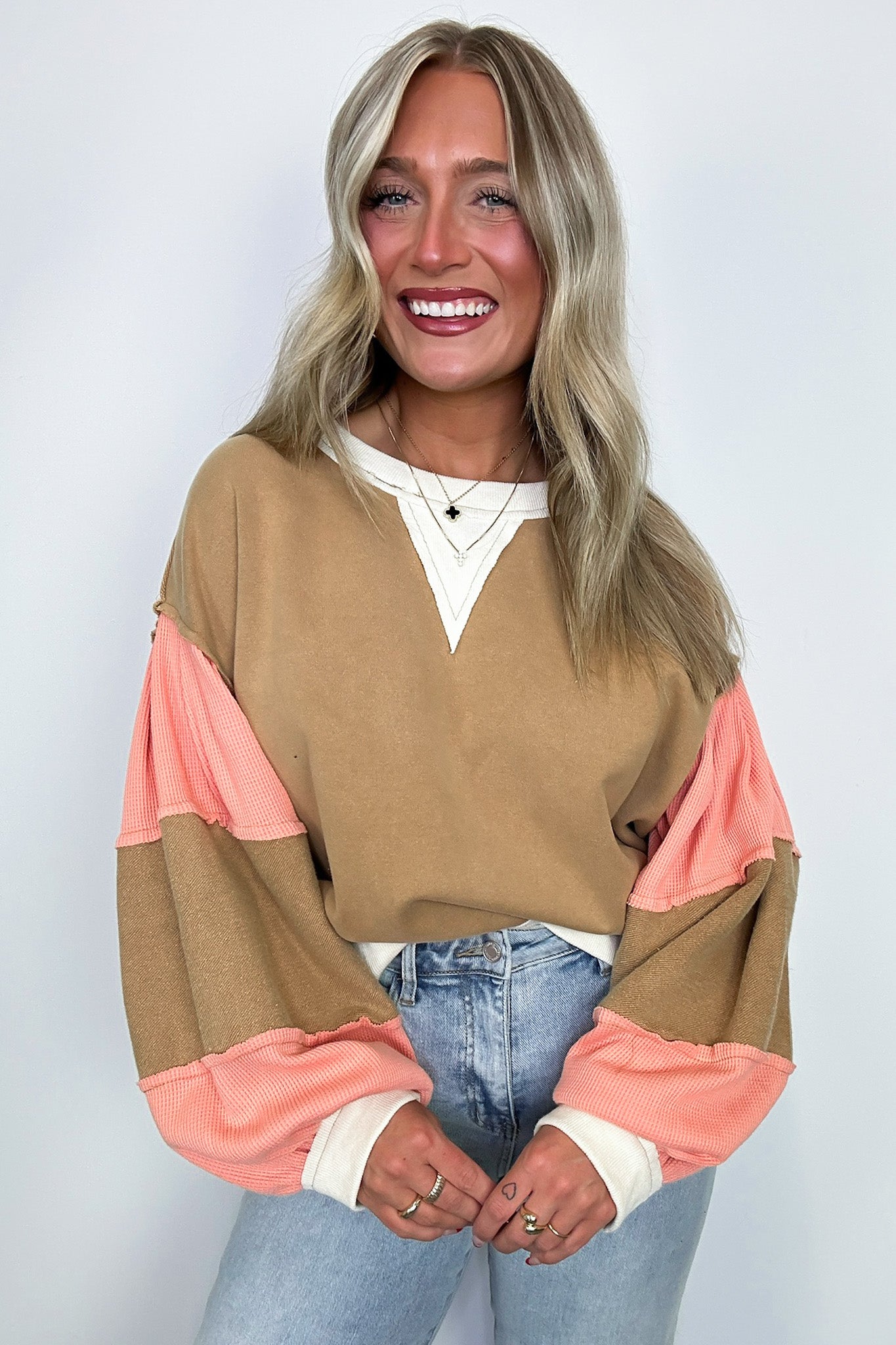  Luciah Oversized Color Block Contrast Top - Madison and Mallory