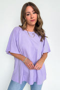 Lavender / S Lucy Oversized Short Sleeve Top - FINAL SALE - Madison and Mallory