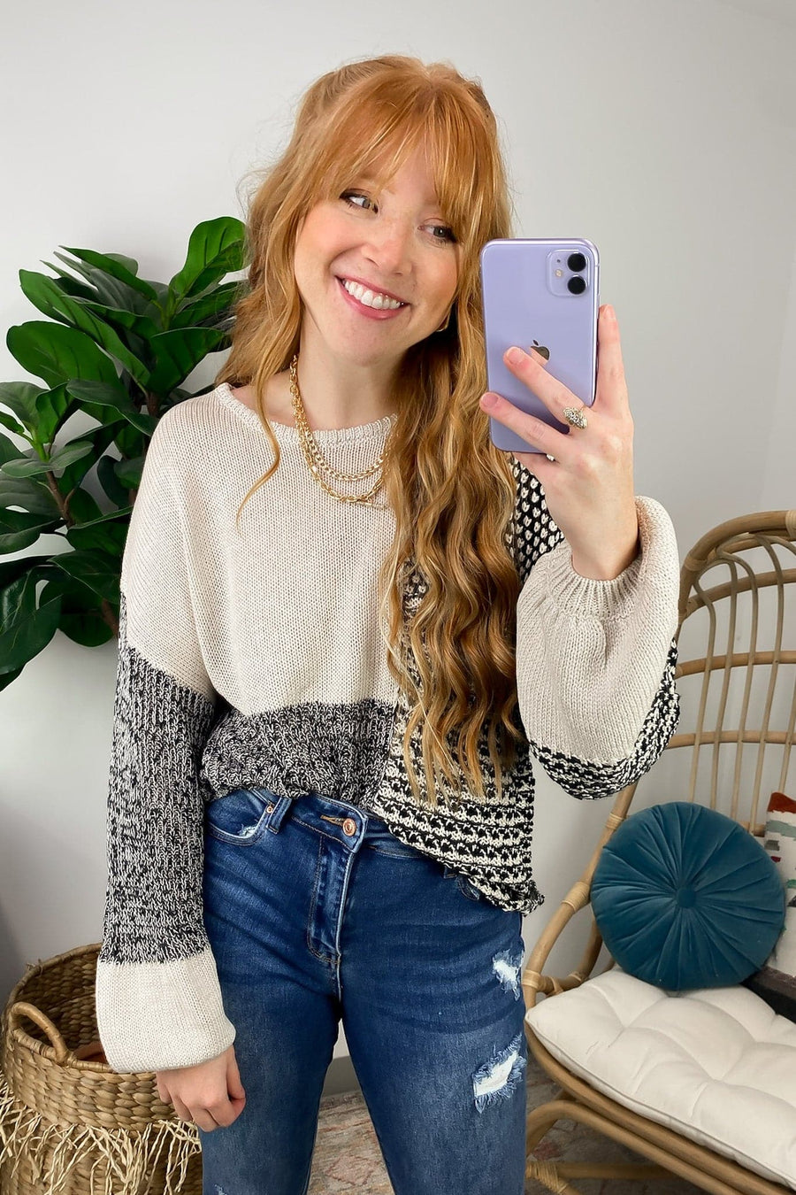  Luisana Drop Shoulder Color Block Knit Sweater - BACK IN STOCK - Madison and Mallory