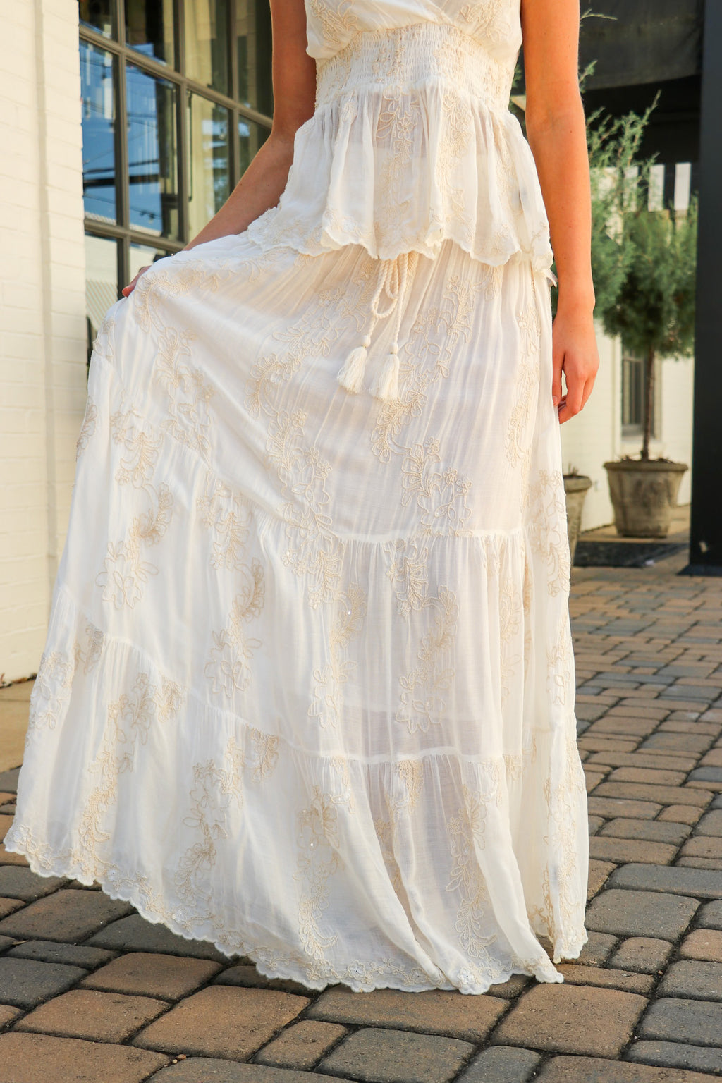 Luma Embroidered Tiered Maxi Skirt - Madison and Mallory