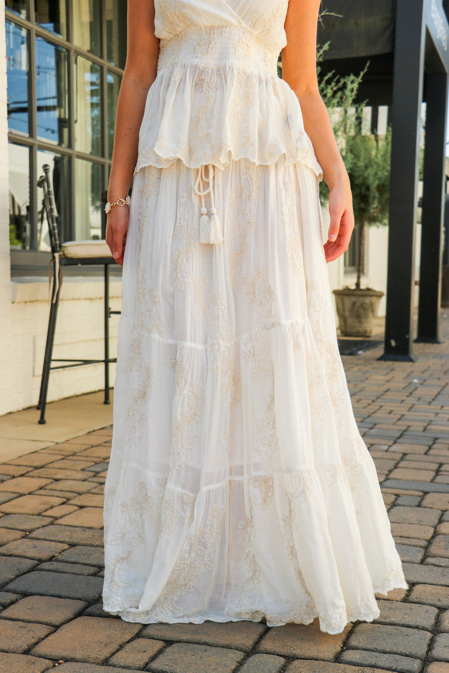 Luma Embroidered Tiered Maxi Skirt - Madison and Mallory