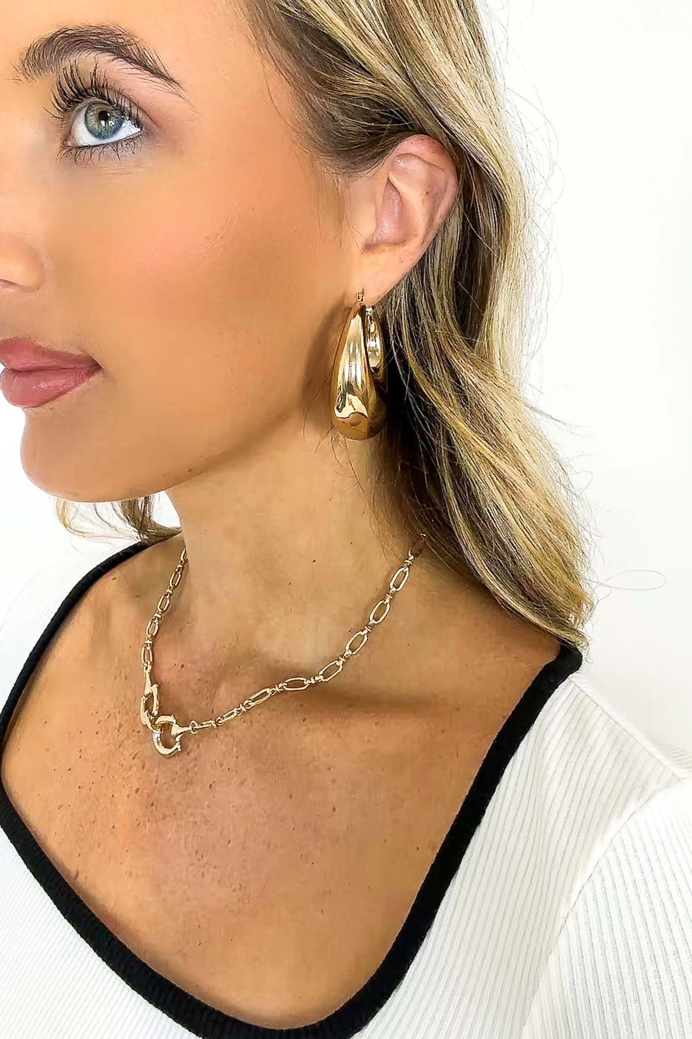 Lustrous Loop Gold Dipped Puffy Oval Pin Catch Hoop Earrings - Madison and Mallory