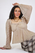 Luxe Whisper Pleated Lace Babydoll Blouse