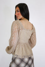 Luxe Whisper Pleated Lace Babydoll Blouse