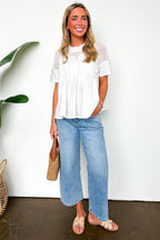 Luxe Petal Mesh Applique Flowy Top - Madison and Mallory