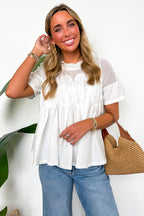 Luxe Petal Mesh Applique Flowy Top - Madison and Mallory