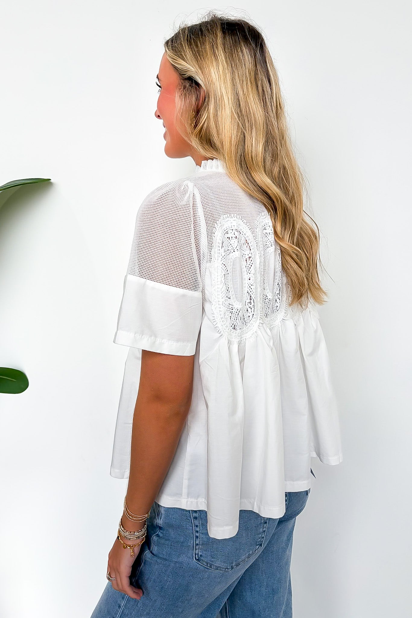 Luxe Petal Mesh Applique Flowy Top - Madison and Mallory