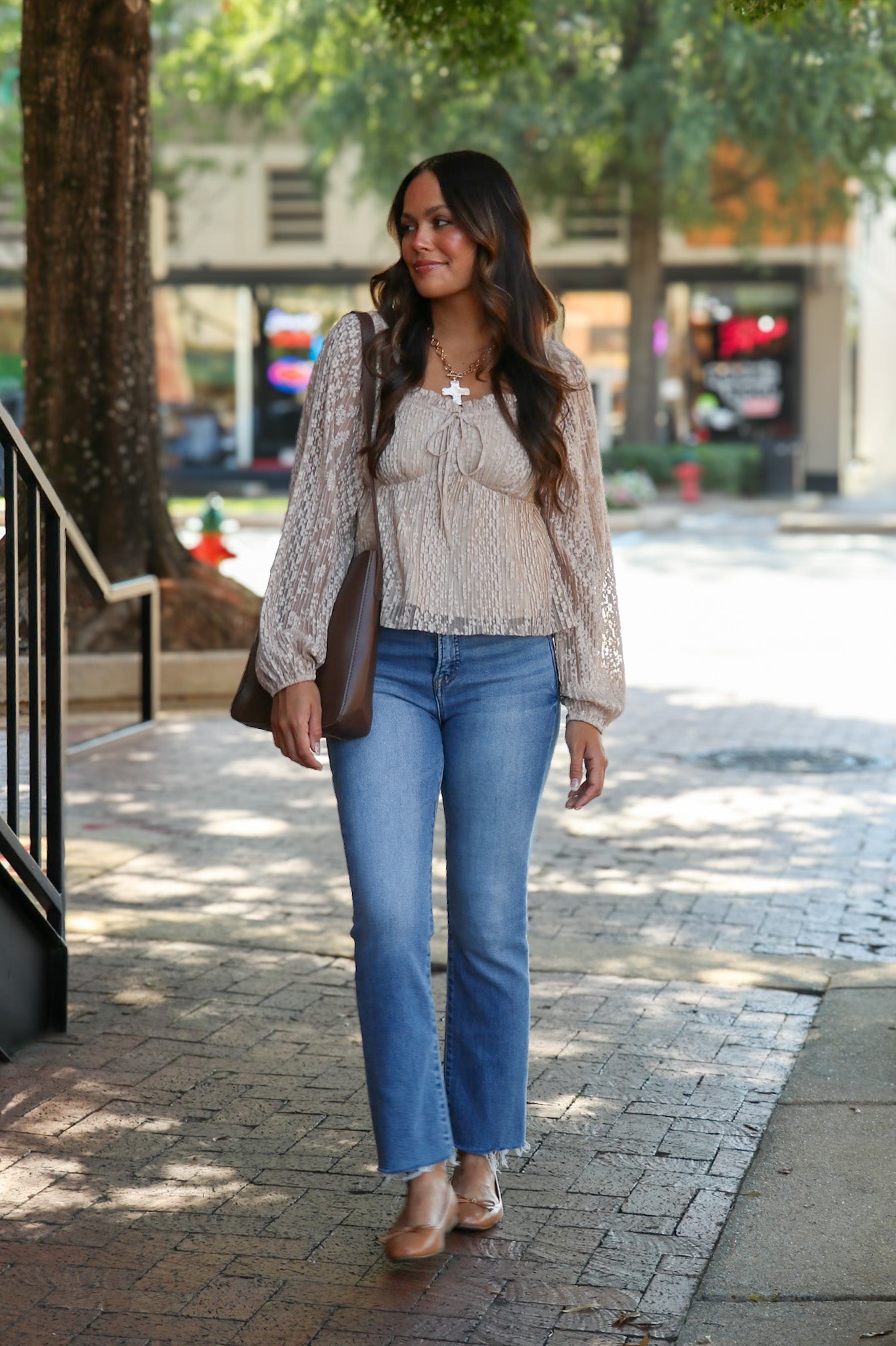 Luxe Whisper Pleated Lace Peplum Blouse