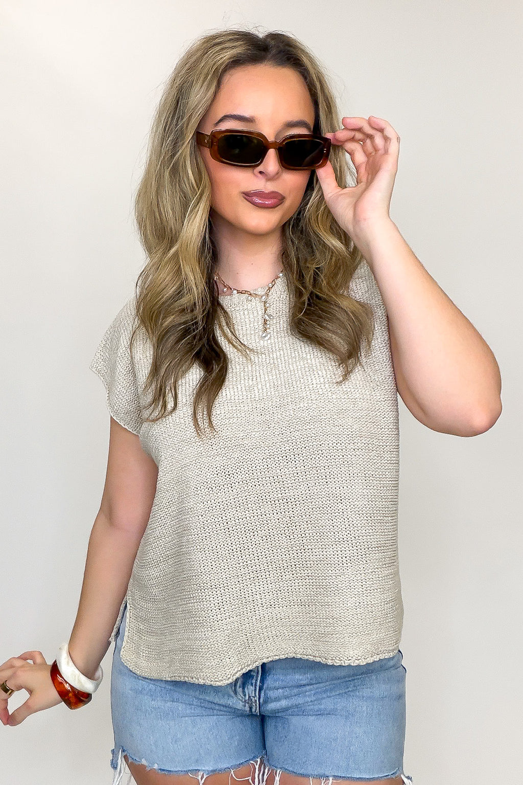 Sand Beige / S Luxe Appeal Relaxed Crew Neck Knit Top - Madison and Mallory