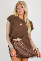 Brown / S Luxe Appeal Relaxed Crew Neck Knit Top - Madison and Mallory