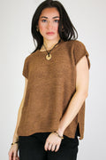 Deep Camel / S Luxe Appeal Relaxed Crew Neck Knit Top - Madison and Mallory