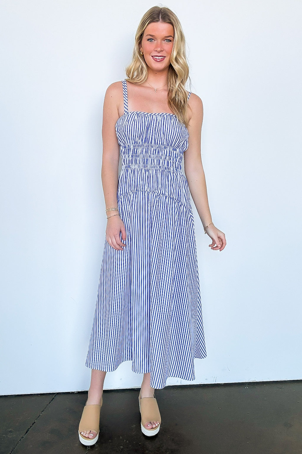 Lyana Tiered Striped Smocked Dress - FINAL SALE - Madison and Mallory