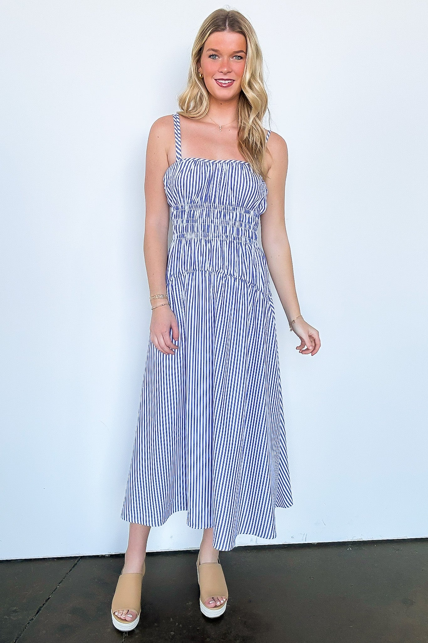 Lyana Tiered Striped Smocked Dress - FINAL SALE - Madison and Mallory