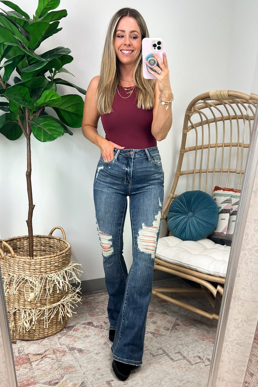  Lydia Distressed Flare Jeans - Judy Blue - BACK IN STOCK - Madison and Mallory