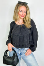 Lylia Textured Wash Peplum Top - FINAL SALE - Madison and Mallory