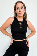 Black / S Lynae Ribbed Tank Top - FINAL SALE - Madison and Mallory