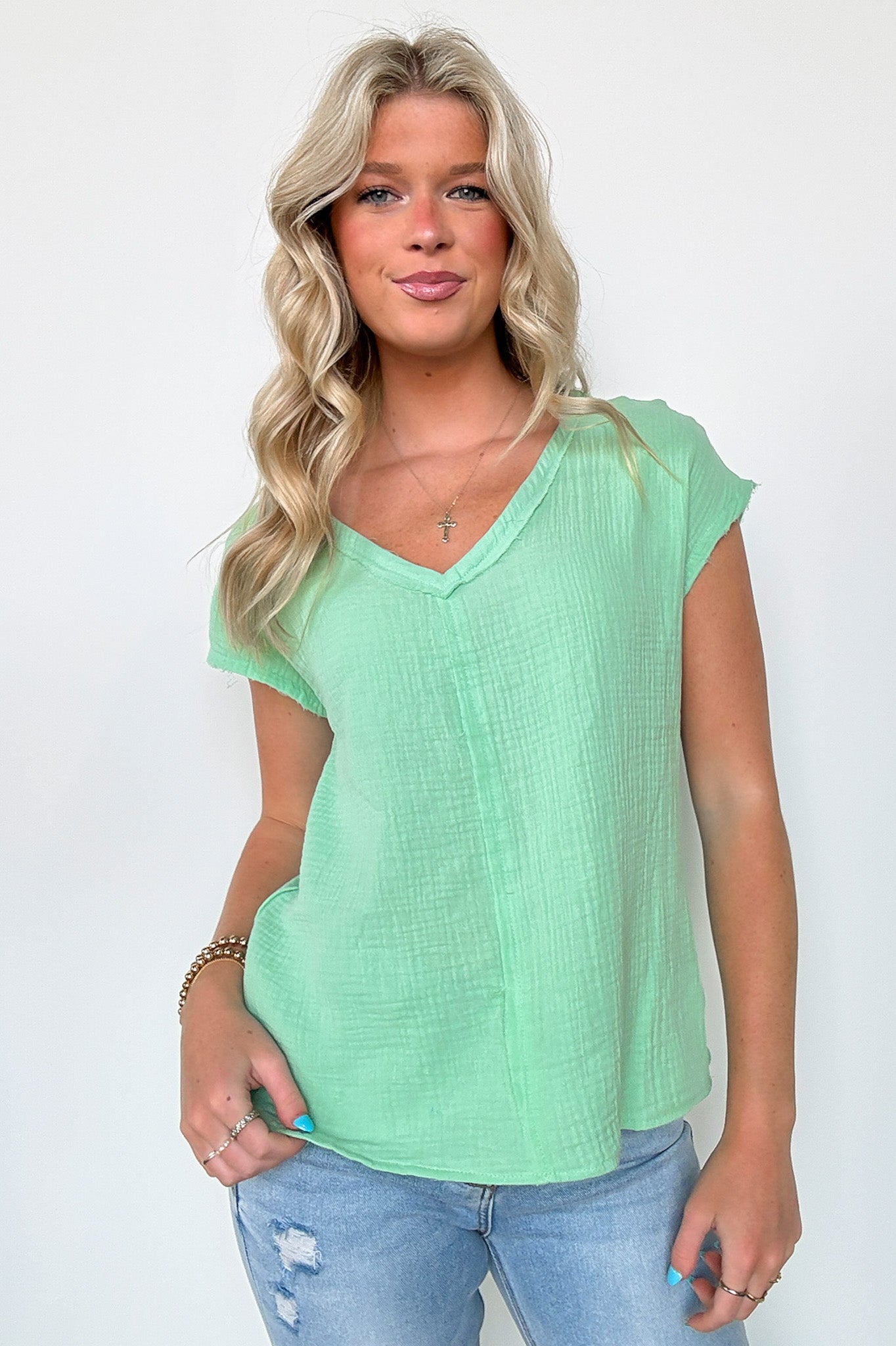 Sage / S Lynde V-Neck Top - FINAL SALE - Madison and Mallory