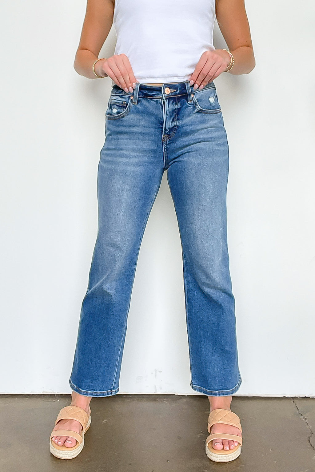 Lyra Tummy Control High Rise Ankle Straight Jeans - FINAL SALE - Madison and Mallory