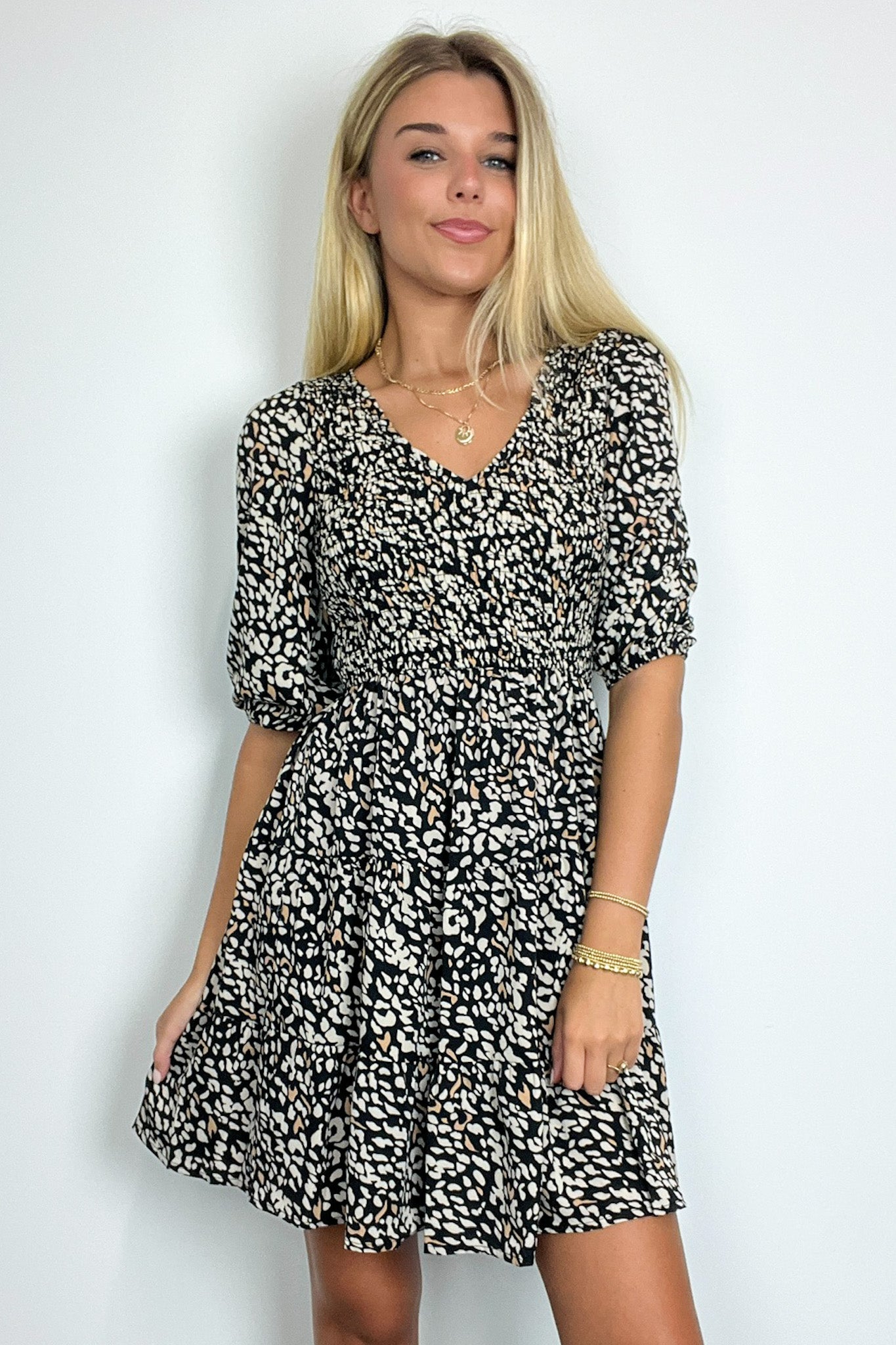  Lyricah Animal Print Smocked Dress - Madison and Mallory