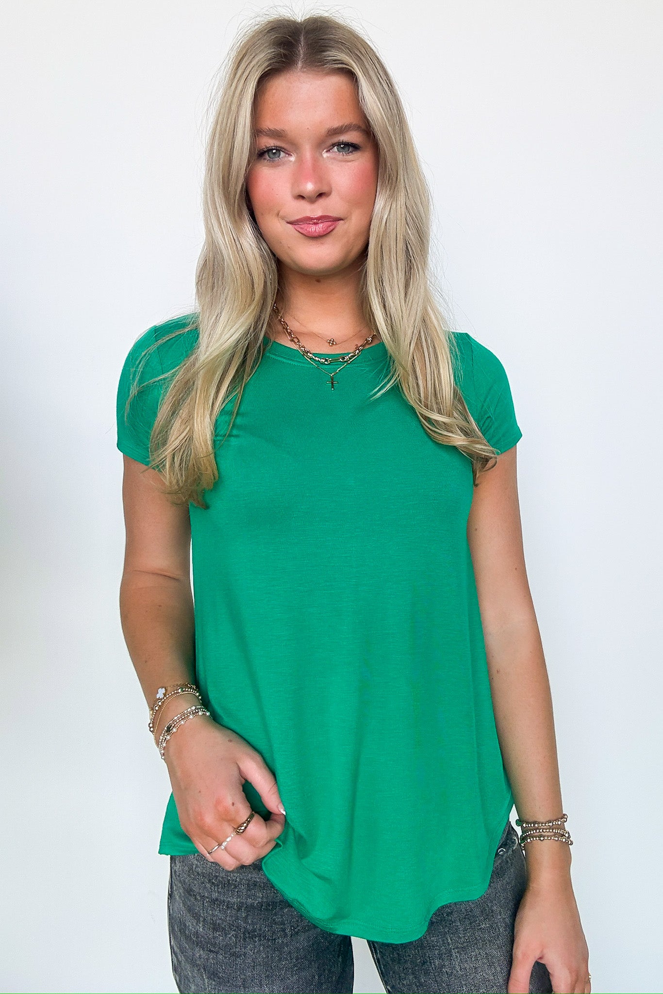  Macee Round Hem Short Sleeve Top - Madison and Mallory