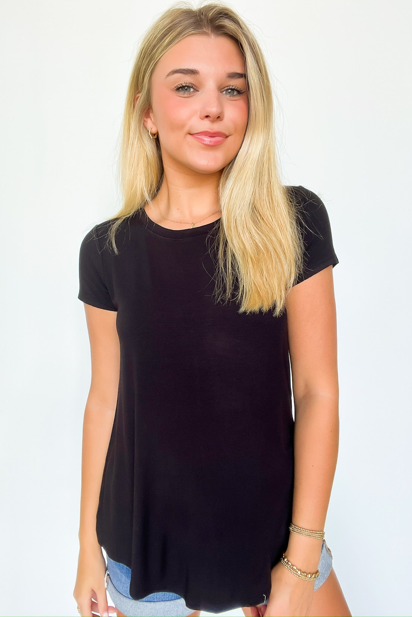  Macee Round Hem Short Sleeve Top - Madison and Mallory