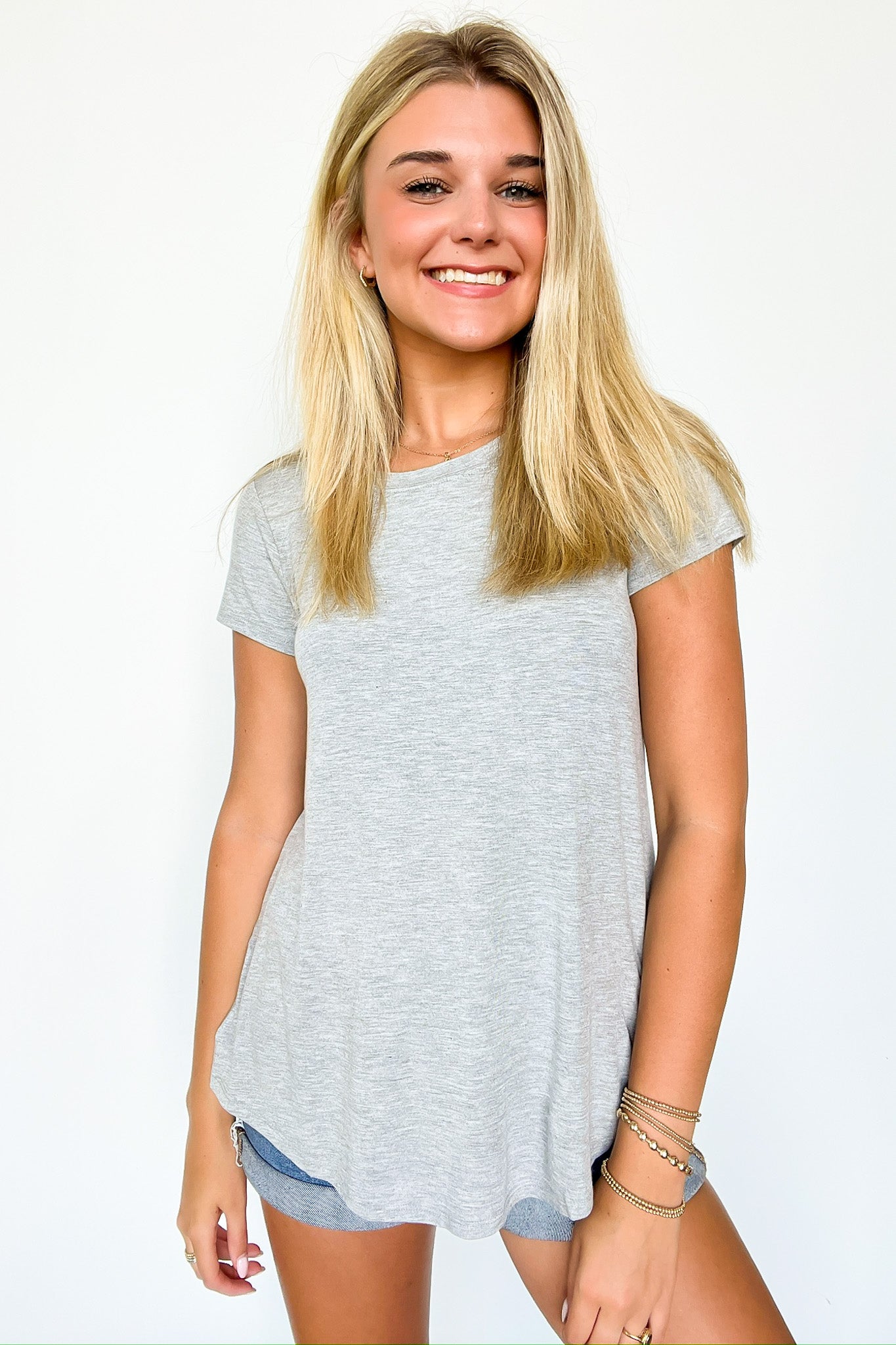  Macee Round Hem Short Sleeve Top - FINAL SALE - Madison and Mallory