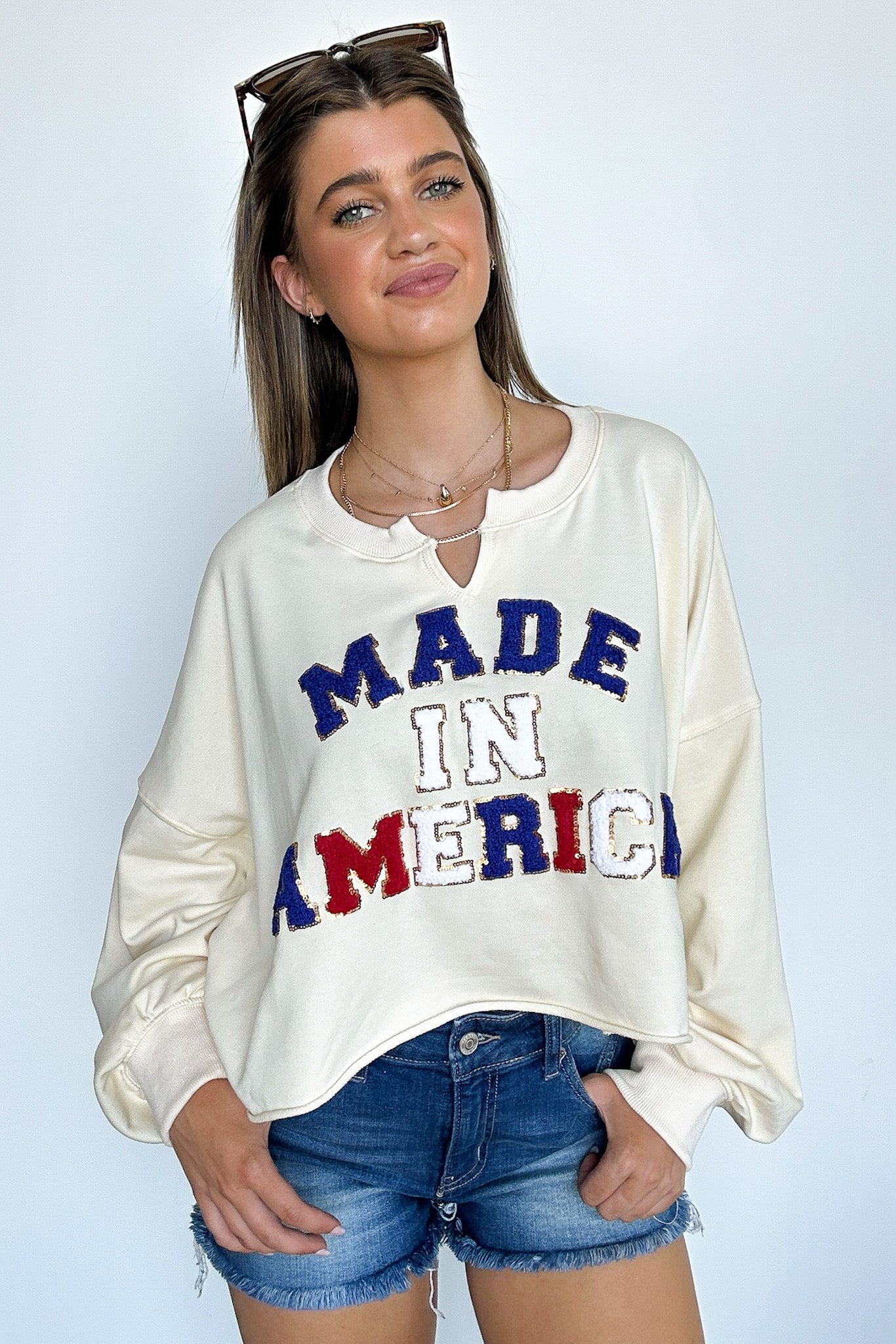  Made In America Graphic Patch Pullover - FINAL SALE - Madison and Mallory