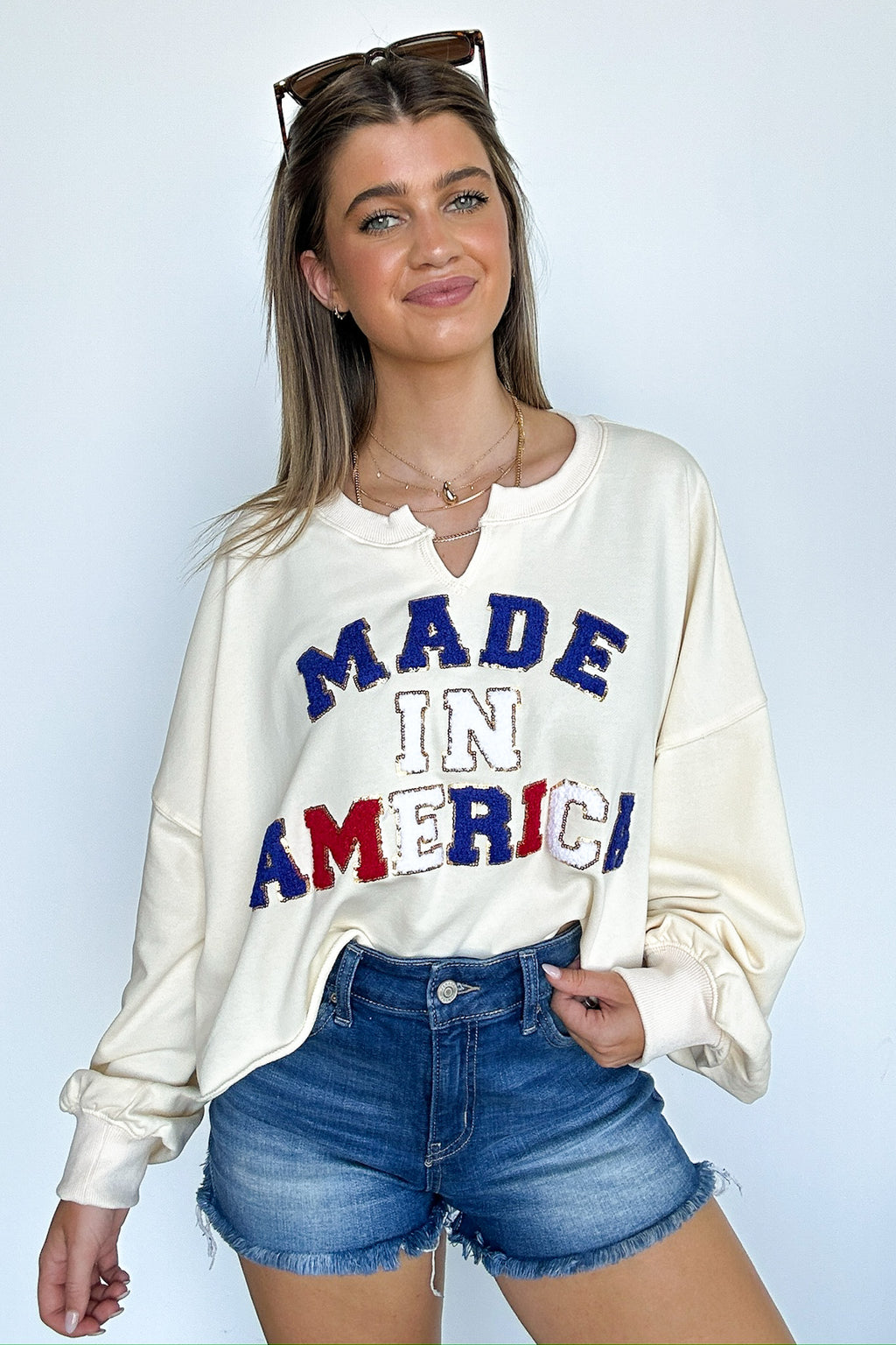 Made In America Graphic Patch Pullover - FINAL SALE - Madison and Mallory